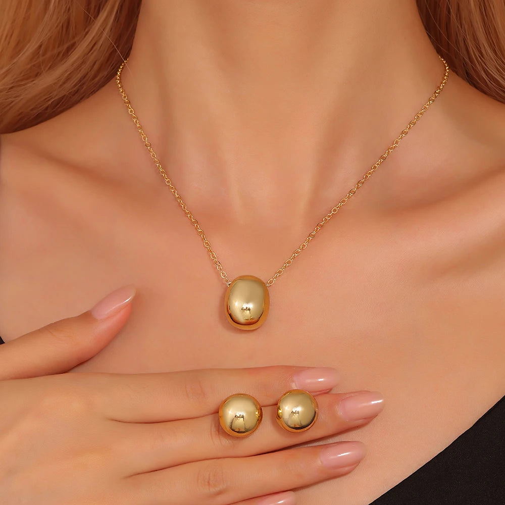 Set Heart Shaped Jewelry Set Of Earrings Pendant Necklace For Women