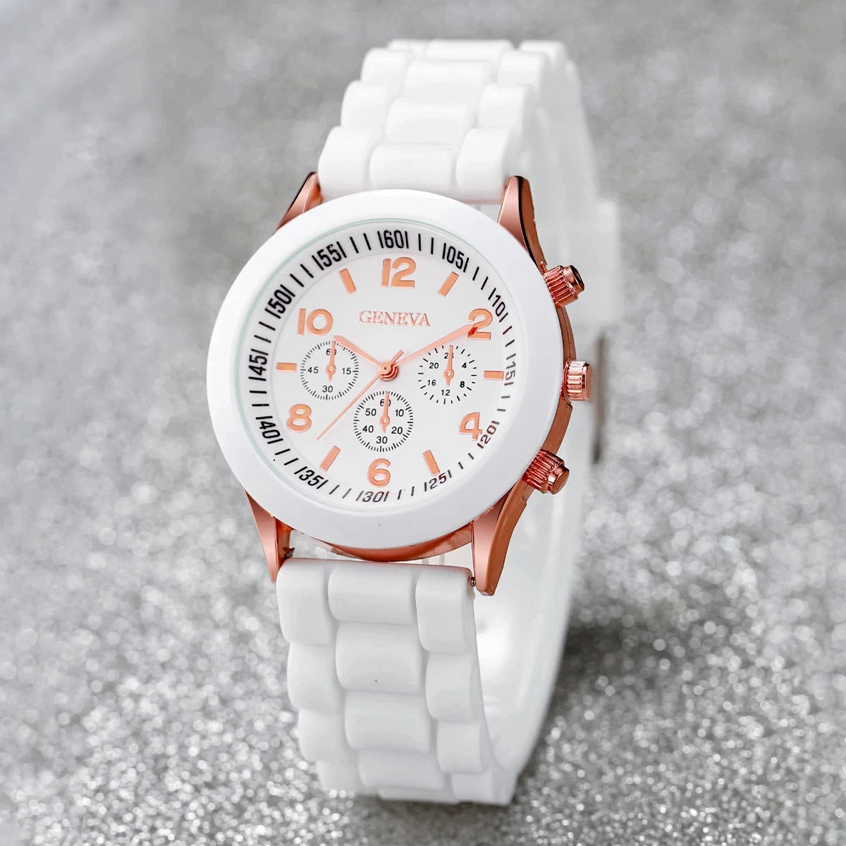 Set Women's Watches Casual Silicone Band Analog Quartz Watch