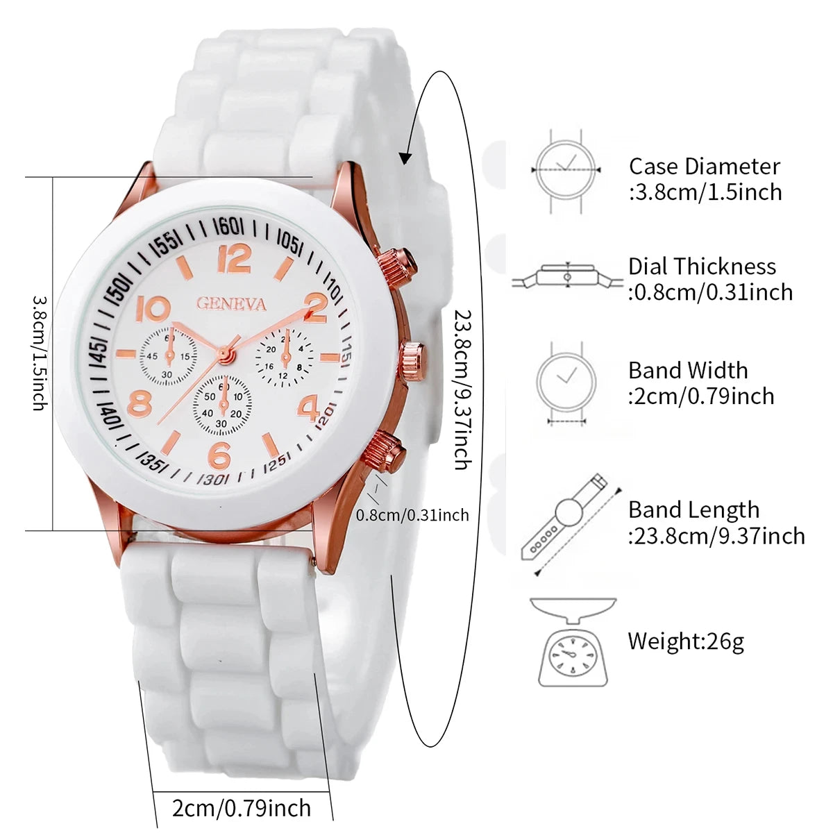 Set Women's Watches Casual Silicone Band Analog Quartz Watch