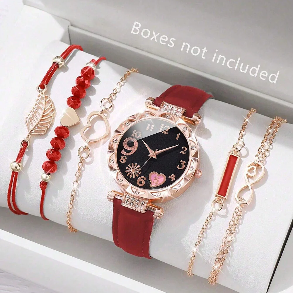 Set Watch For Women Luxury Leather Analog Ladies Quartz