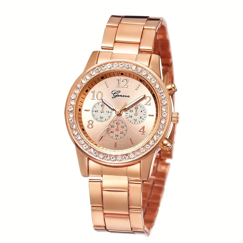 Set Rose Gold Luxury Watch Women Ring