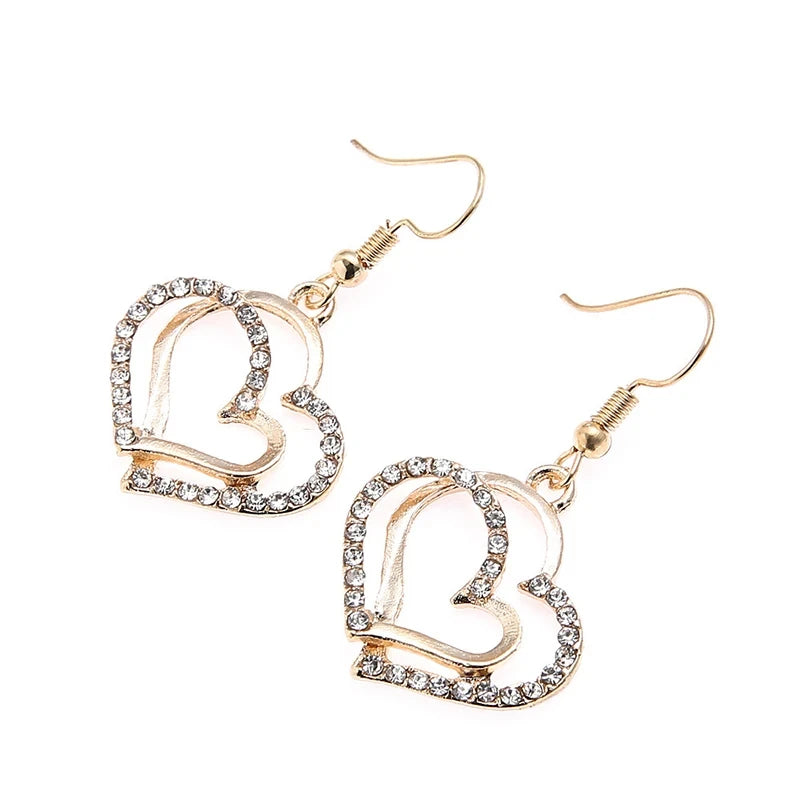 Set Heart Shaped Jewelry Set Of Earrings Pendant Necklace For Women
