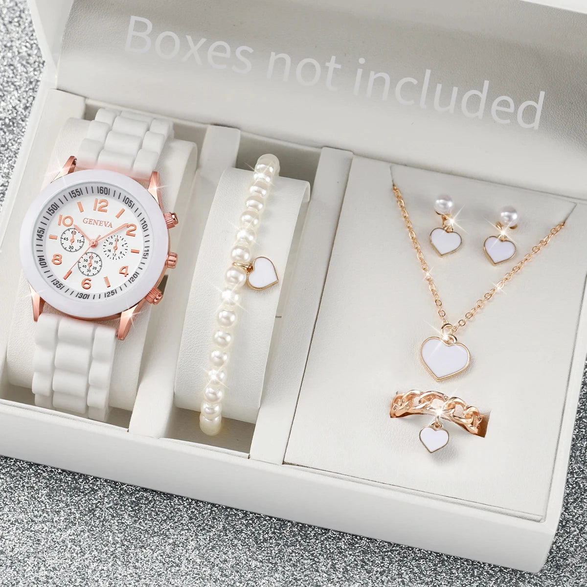 Set Women's Watches Casual Silicone Band Analog Quartz Watch