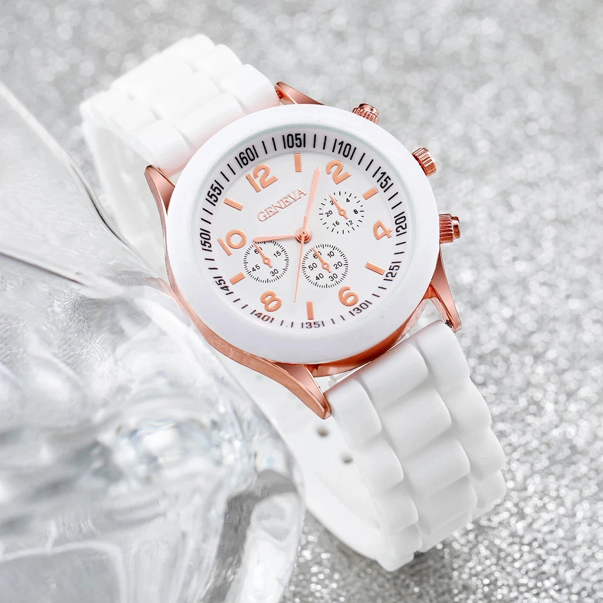 Set Women's Watches Casual Silicone Band Analog Quartz Watch