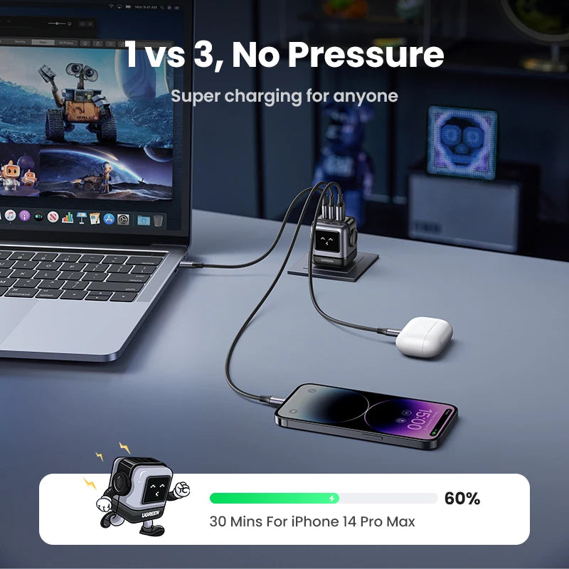 【US Plug】UGREEN 65W 30W GaN Charger Robot Design