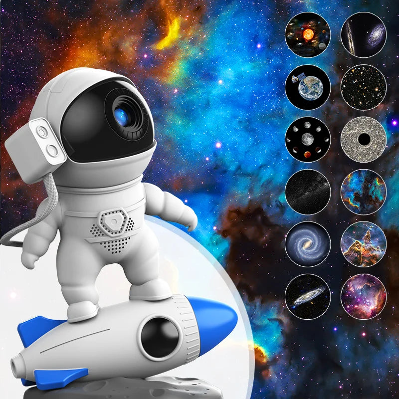 Rocket Astronaut Galaxy Projector Night Light Lamp