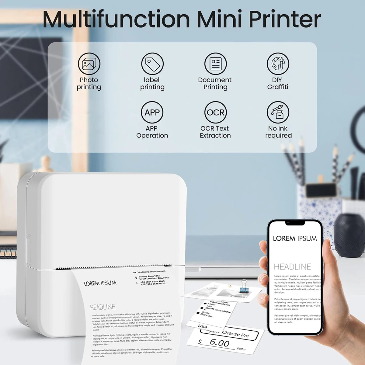 Mini Portabl Printer Inkless Sticker Maker