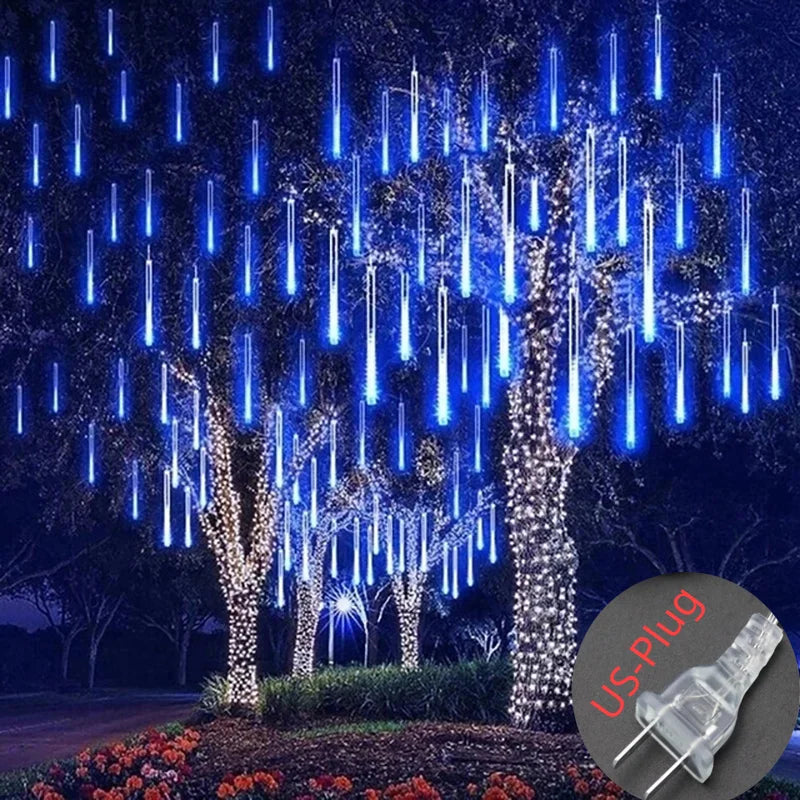 Solar Meteor Shower Rain String Lights