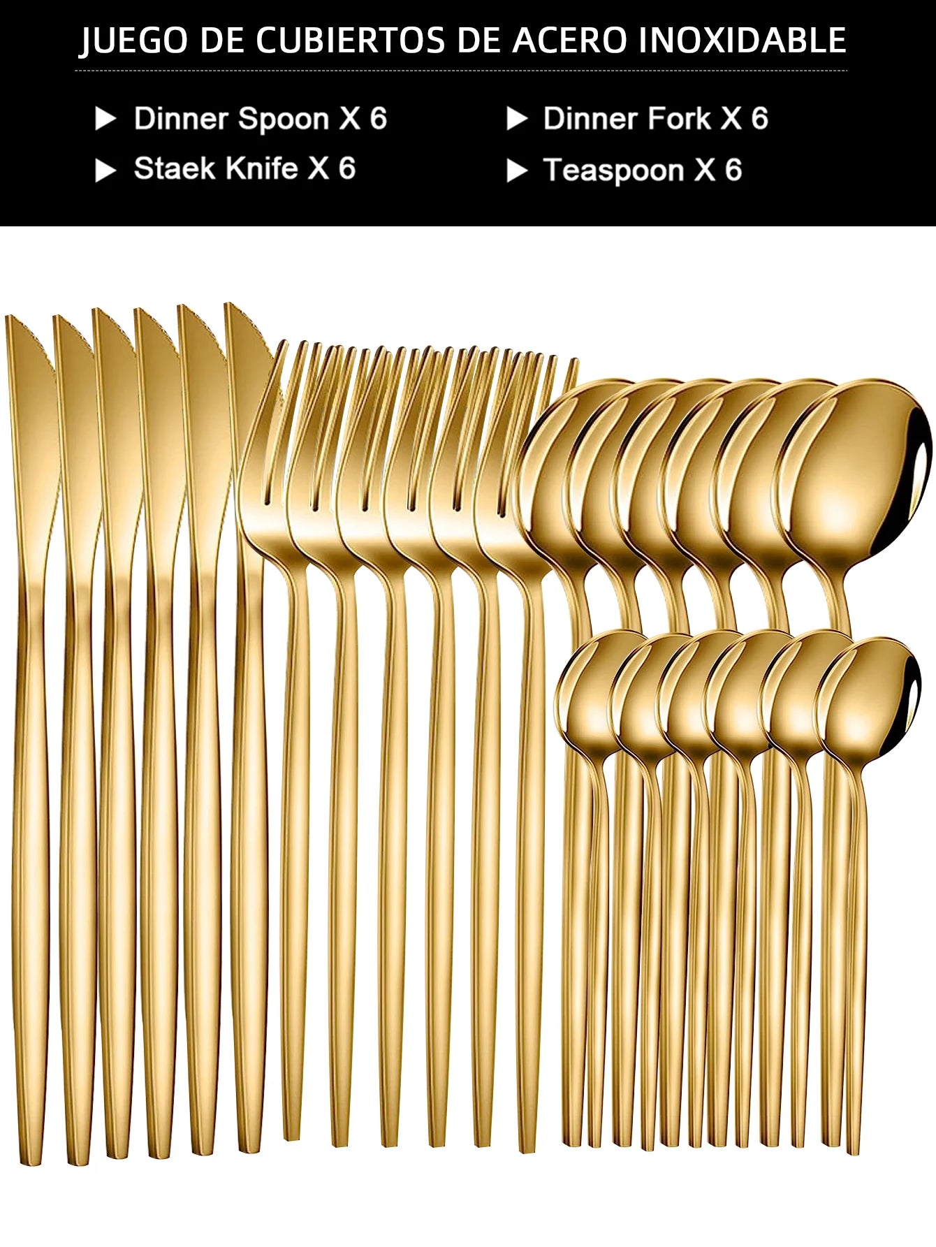 24pcs Dinnerware Set Stainless Steel Tableware