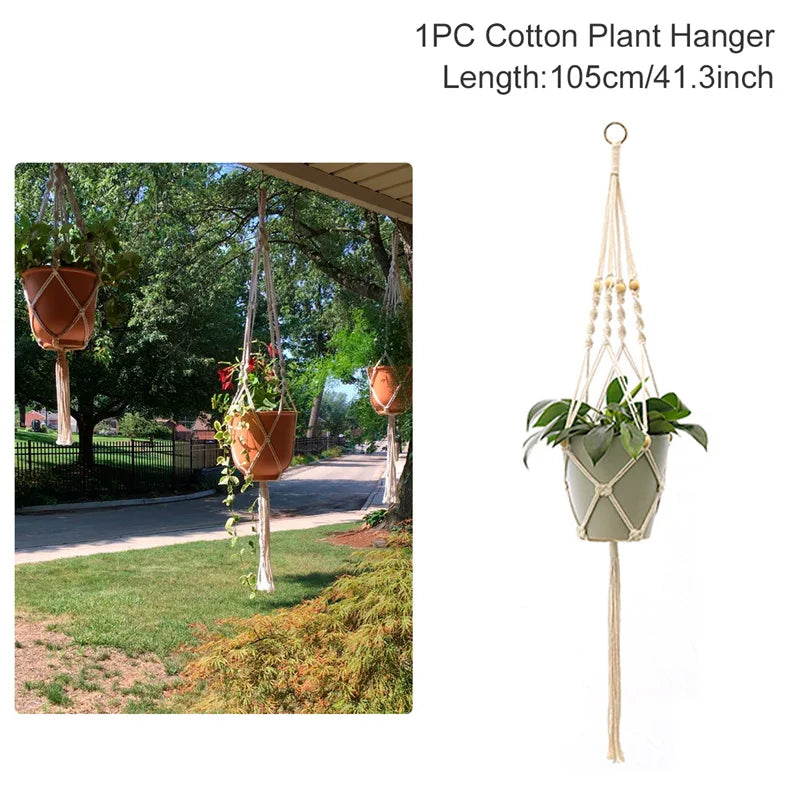 Hanging Plant Handmade Macrame Plant Hanger Flower Pot Planter Hanger Wall Decor Courtyard Garden Hanging Planter