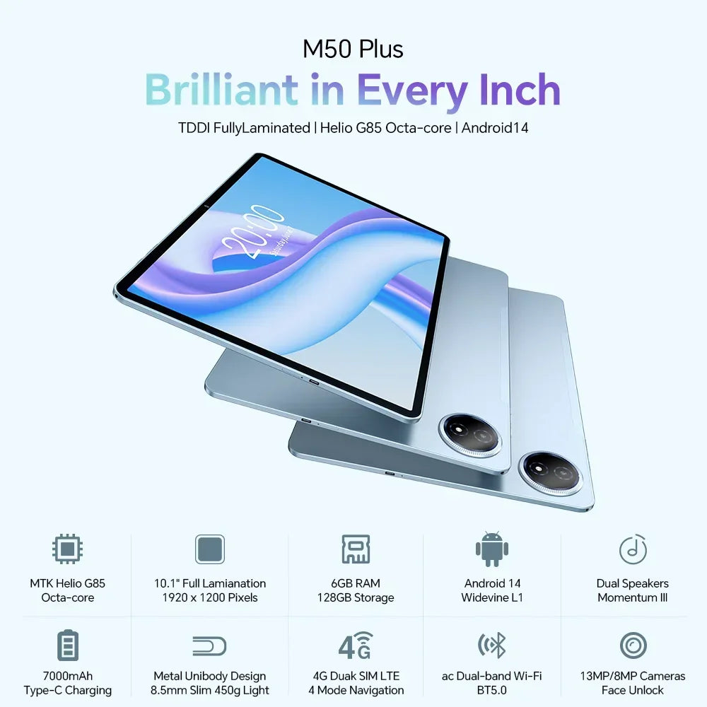 【New】Teclast M50 Plus Tablet 10.1" Screen 6GB 128GB