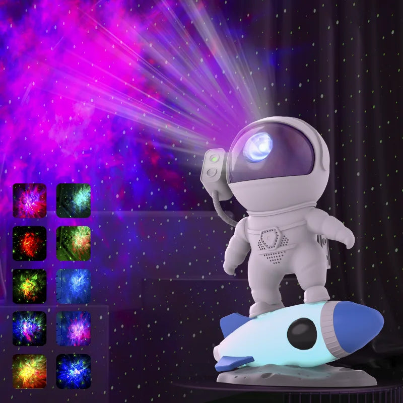 Rocket Astronaut Galaxy Projector Night Light Lamp