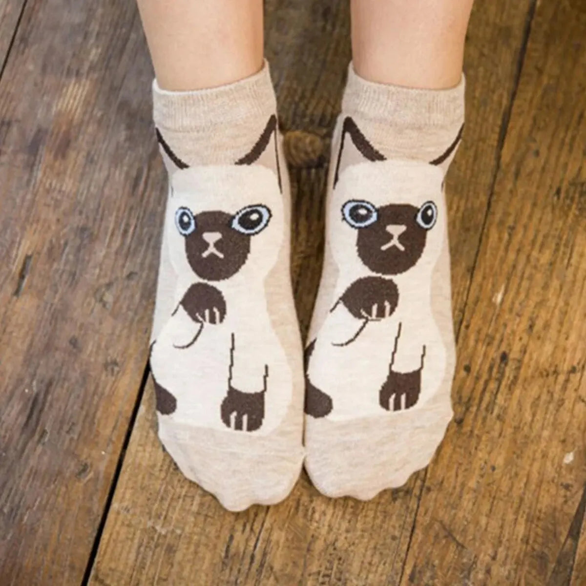 Set Women's Cartoon Cat Ankle