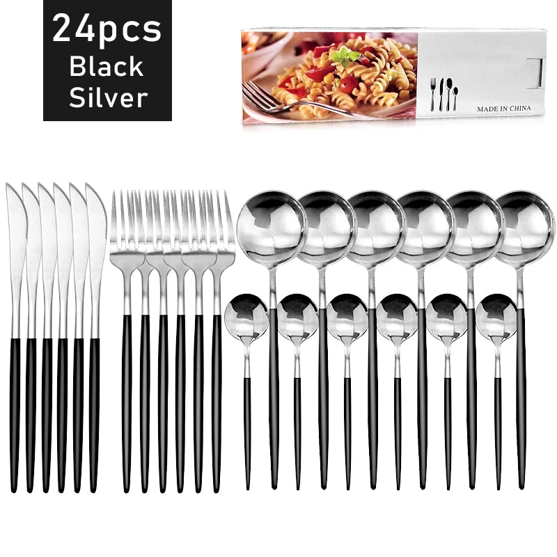 24pcs Dinnerware Set Stainless Steel Tableware
