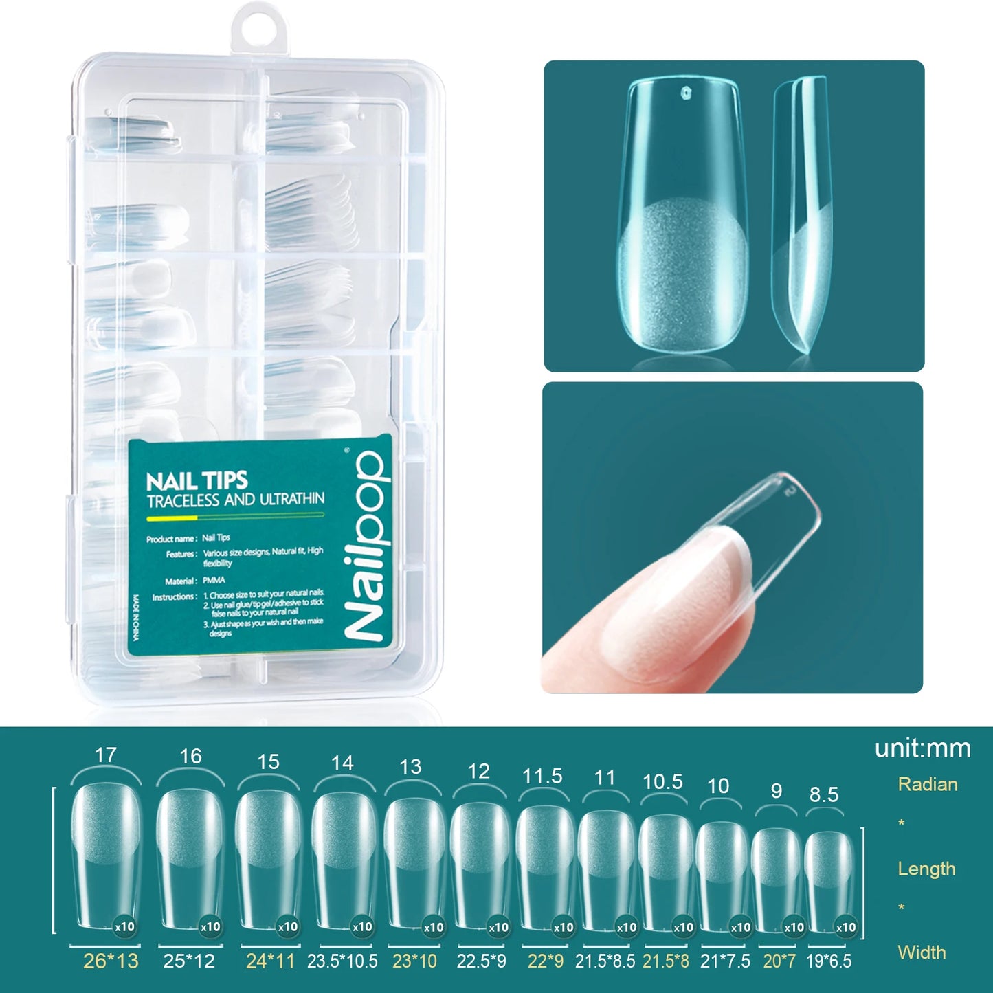 Nailpop Soft Gel Tips for Nails Acrylic Material
