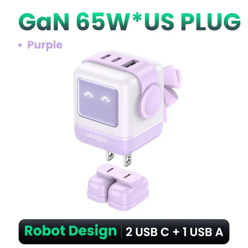 【US Plug】UGREEN 65W 30W GaN Charger Robot Design