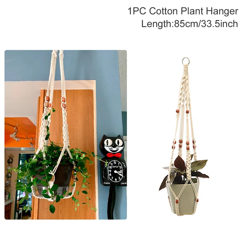 Hanging Plant Handmade Macrame Plant Hanger Flower Pot Planter Hanger Wall Decor Courtyard Garden Hanging Planter