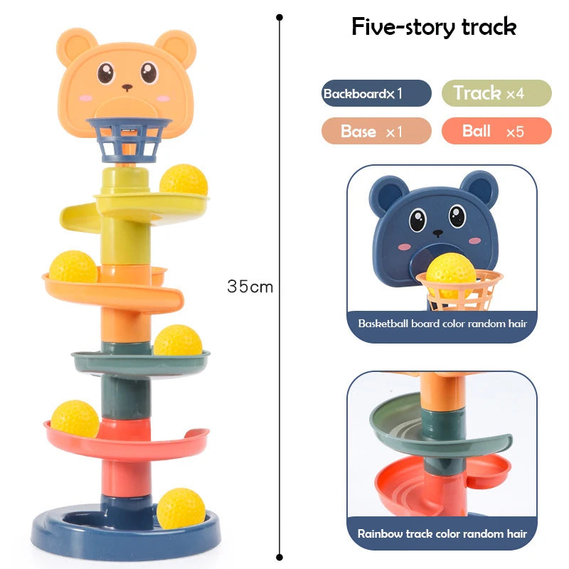 Rolling Ball Pile Tower Early Educational Toy for Babies