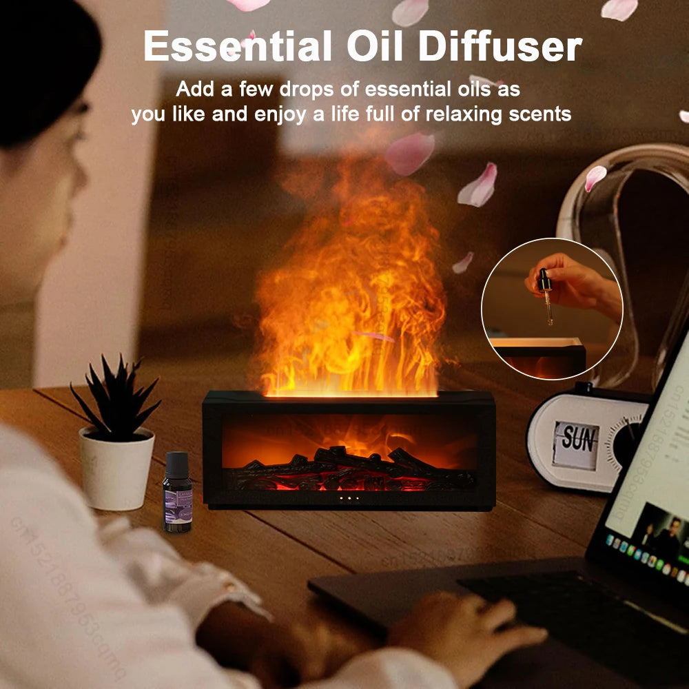 Air Humidifier Essential Oil Diffuser Flame Aroma