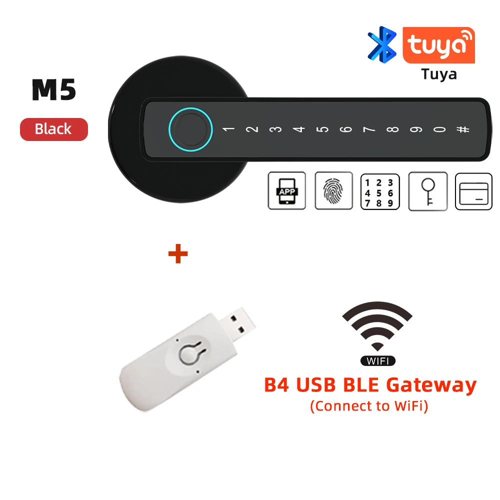 RAYKUBE M5 Tuya BLE Fingerprint Door Lock Digital Electronic Lock with Password/Key/IC Card/ Smartlife