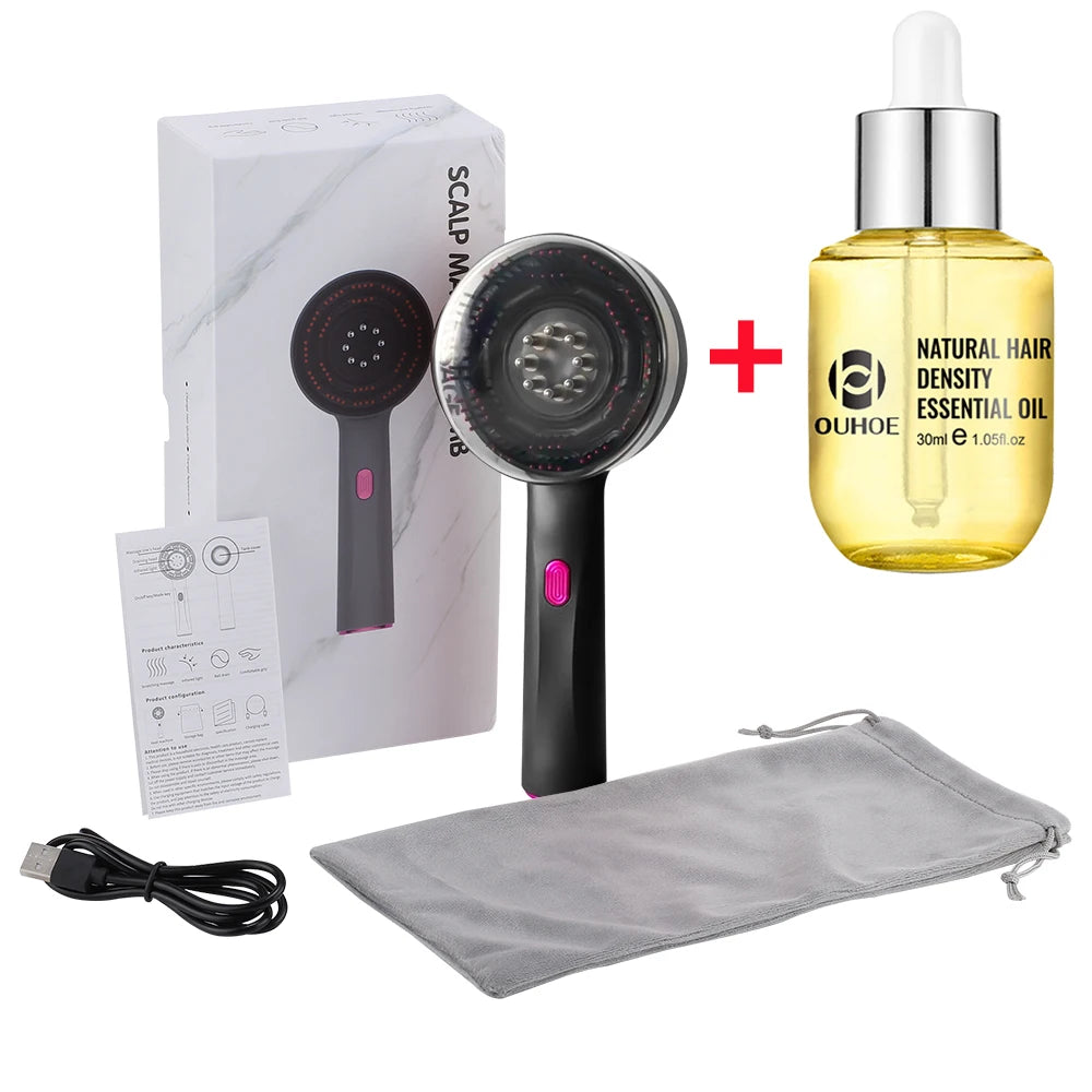 Electric Vibration Massage Comb With Hair Growth Oil