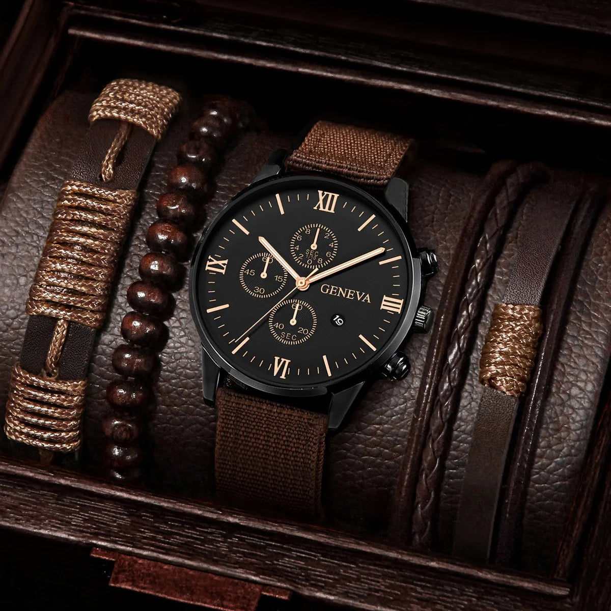 Fashion Men Watches Casual Nylon Band Male's Quartz Watch Bracelets Set Relogio Masculino Reloj Hombre（Without Box）