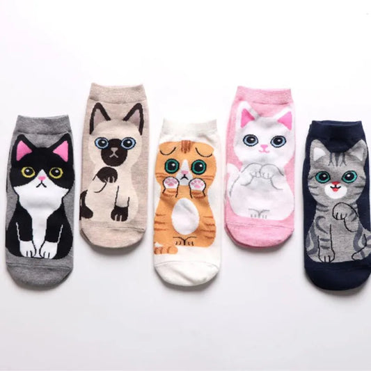 Set Women's Cartoon Cat Ankle
