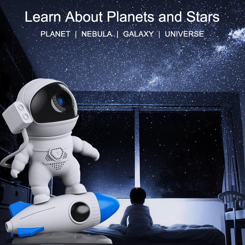 Rocket Astronaut Galaxy Projector Night Light Lamp