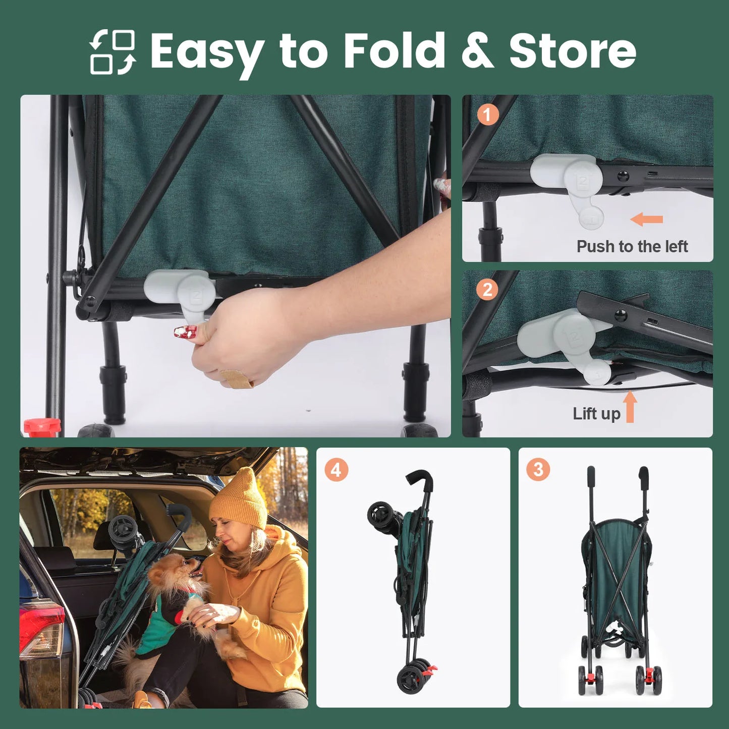 Lightweight foldable animal stroller