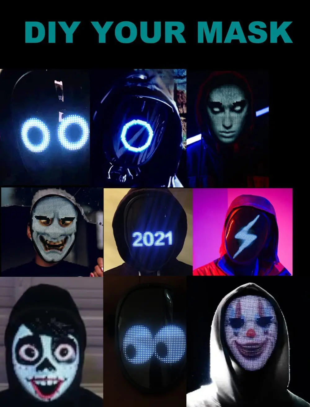 Face Transforming LED Mask with App Controlled