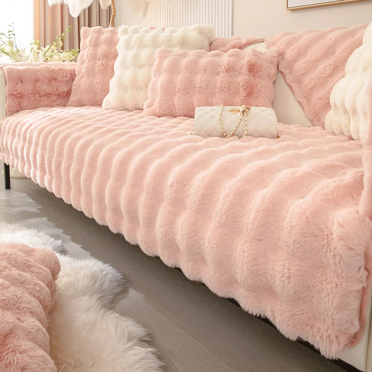 Artificial Rabbit Fur Sofa Cover
