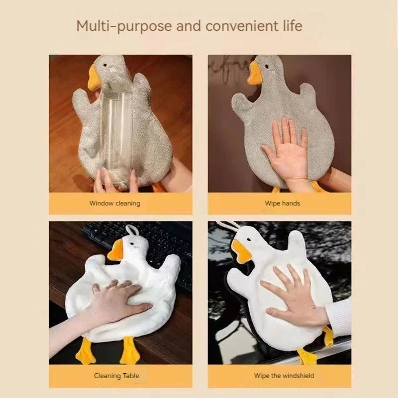 Cartoon Goose Hand Towel Kitchen Bathroom and Toilet