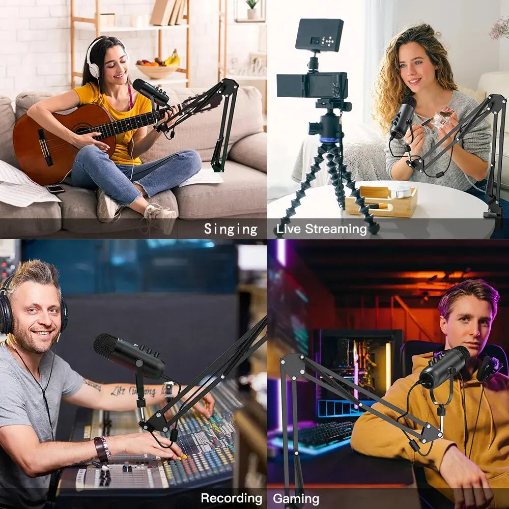 Haomuren  Microphone Studio Cardioid Condenser Mic Kit with Boom Arm For Recording YouTube