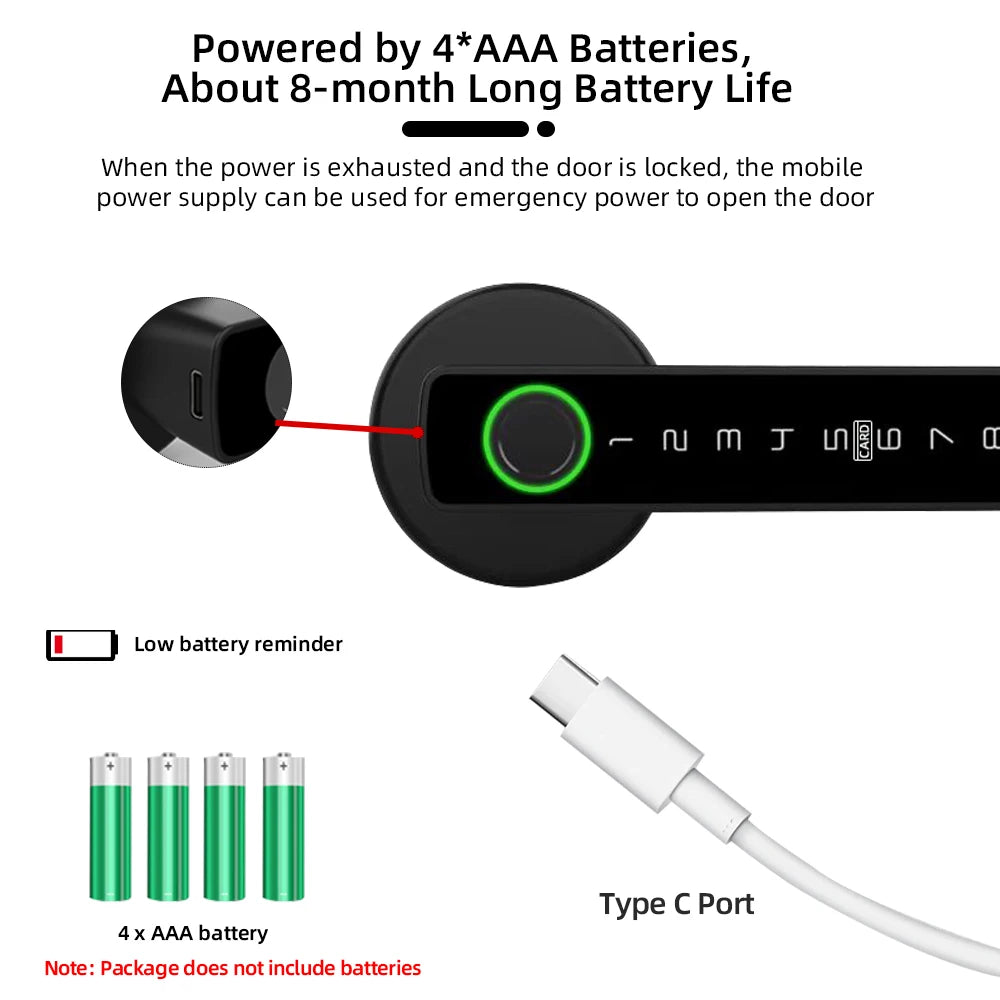 RAYKUBE M5 Tuya BLE Fingerprint Door Lock Digital Electronic Lock with Password/Key/IC Card/ Smartlife