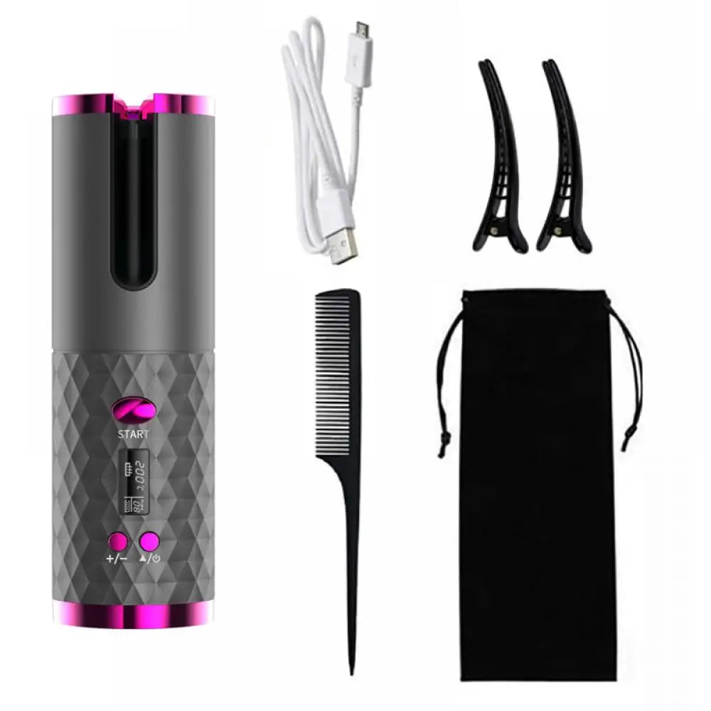 Automatic Wireless Hair Curler Cordless Rotating USB Rechargeable