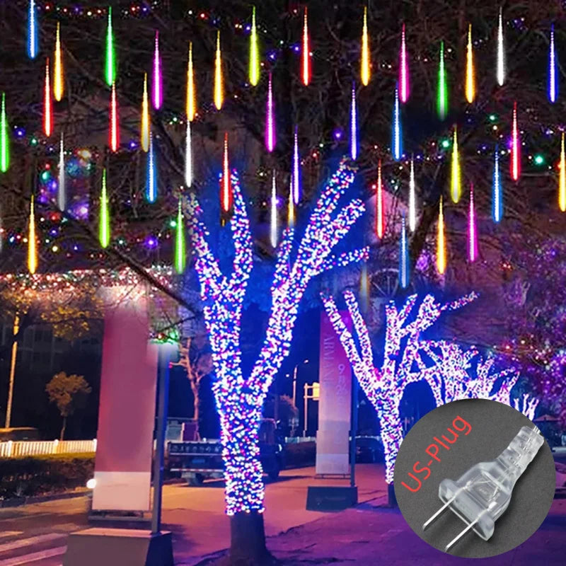 Solar Meteor Shower Rain String Lights