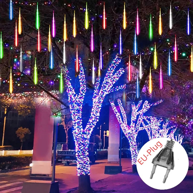 Solar Meteor Shower Rain String Lights
