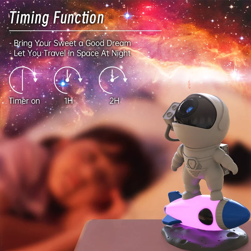Rocket Astronaut Galaxy Projector Night Light Lamp