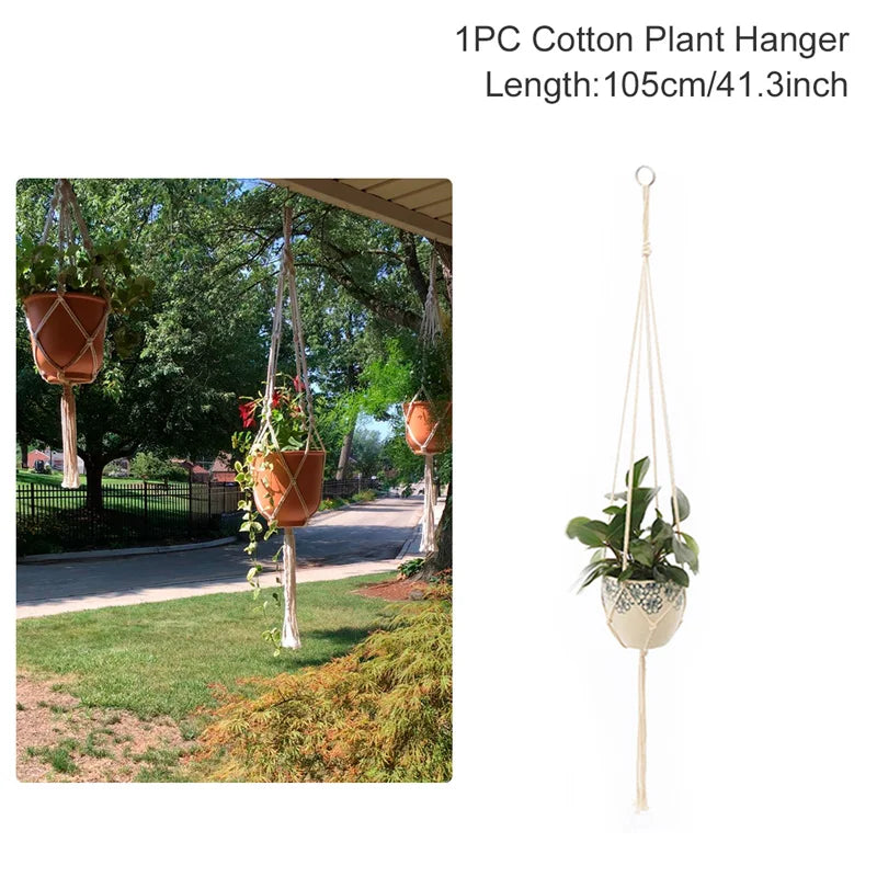 Hanging Plant Handmade Macrame Plant Hanger Flower Pot Planter Hanger Wall Decor Courtyard Garden Hanging Planter