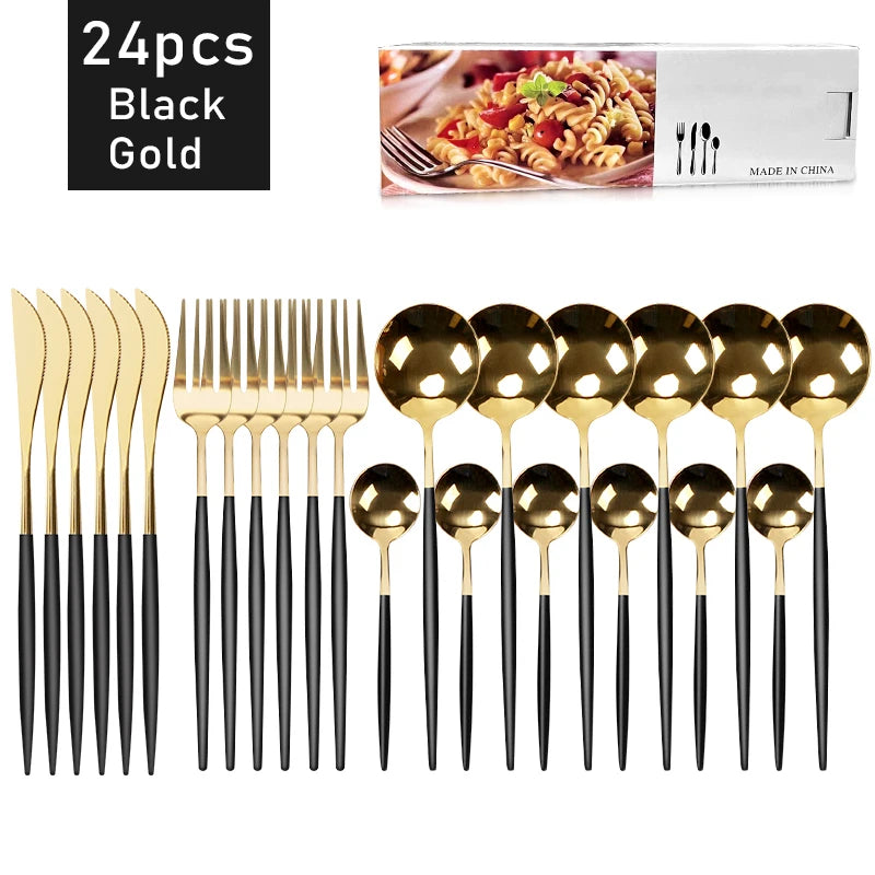24pcs Dinnerware Set Stainless Steel Tableware