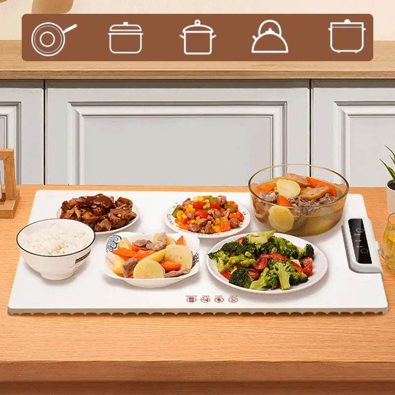 Foldable Food Warmer Plate with Adjustable Temperature Control