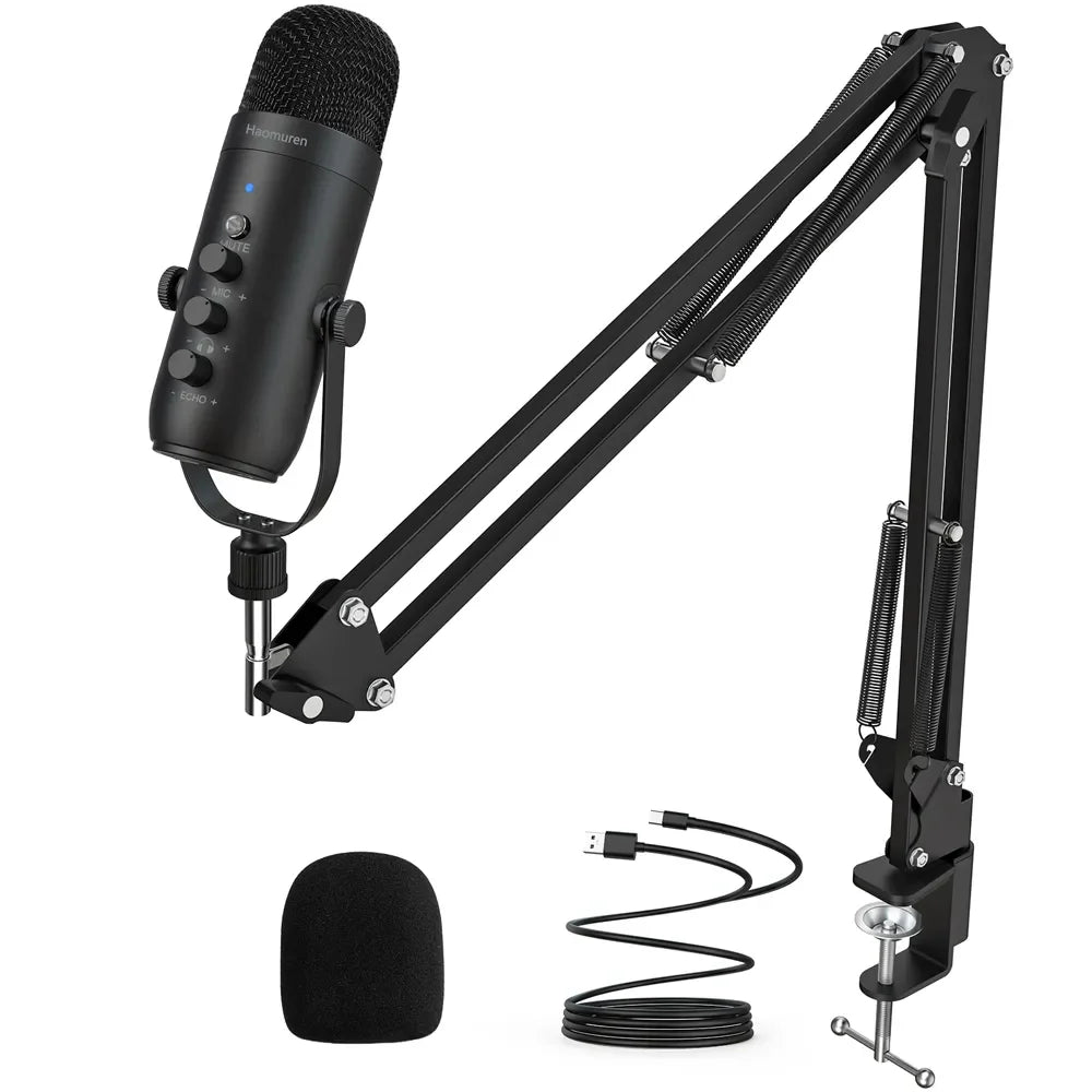 Haomuren  Microphone Studio Cardioid Condenser Mic Kit with Boom Arm For Recording YouTube