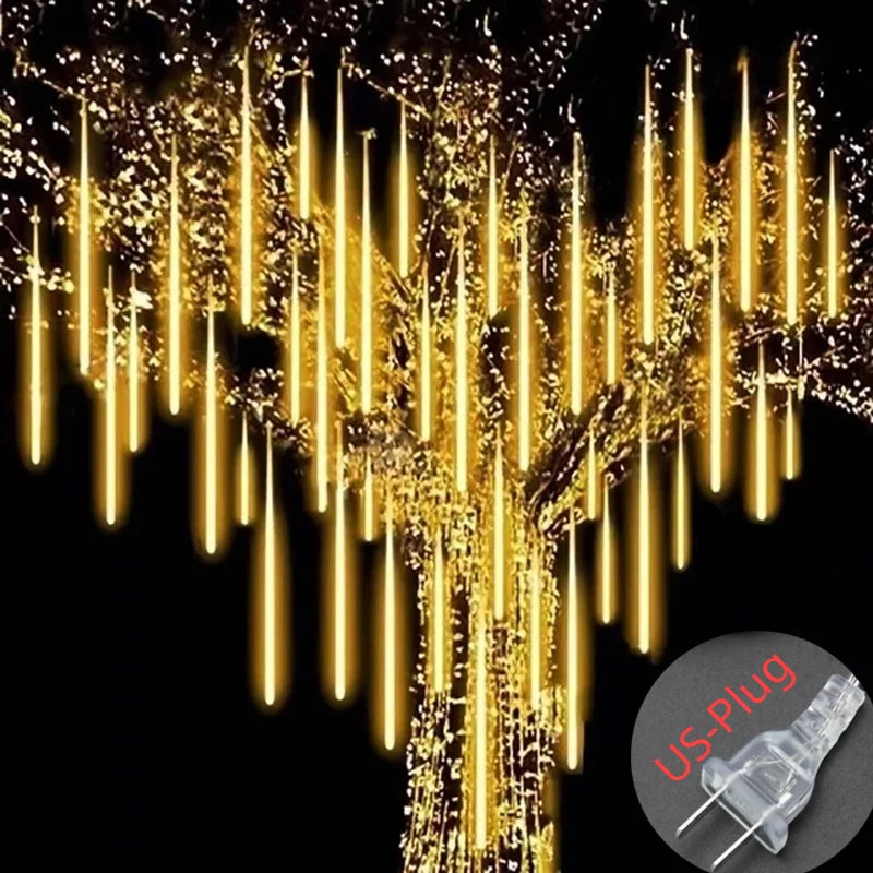 Solar Meteor Shower Rain String Lights