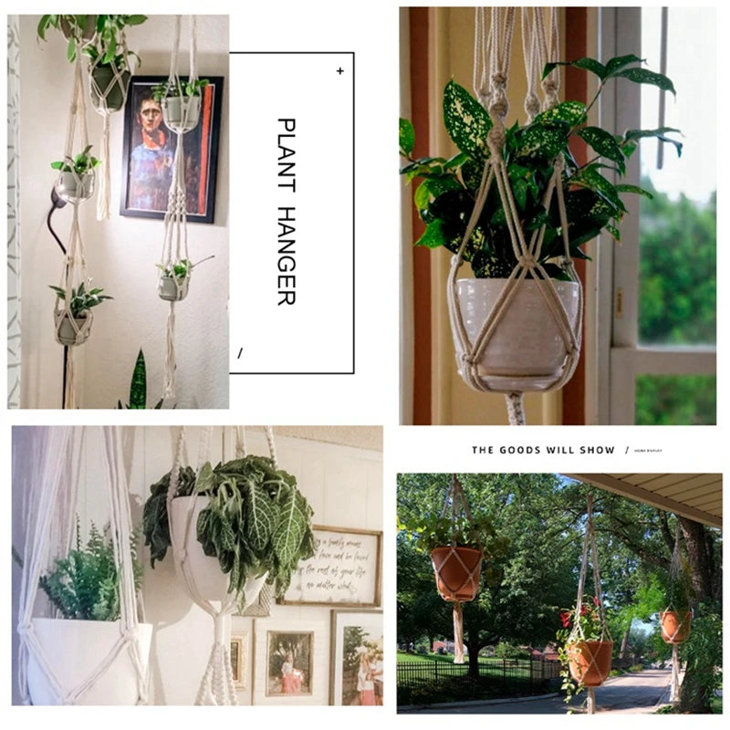 Hanging Plant Handmade Macrame Plant Hanger Flower Pot Planter Hanger Wall Decor Courtyard Garden Hanging Planter