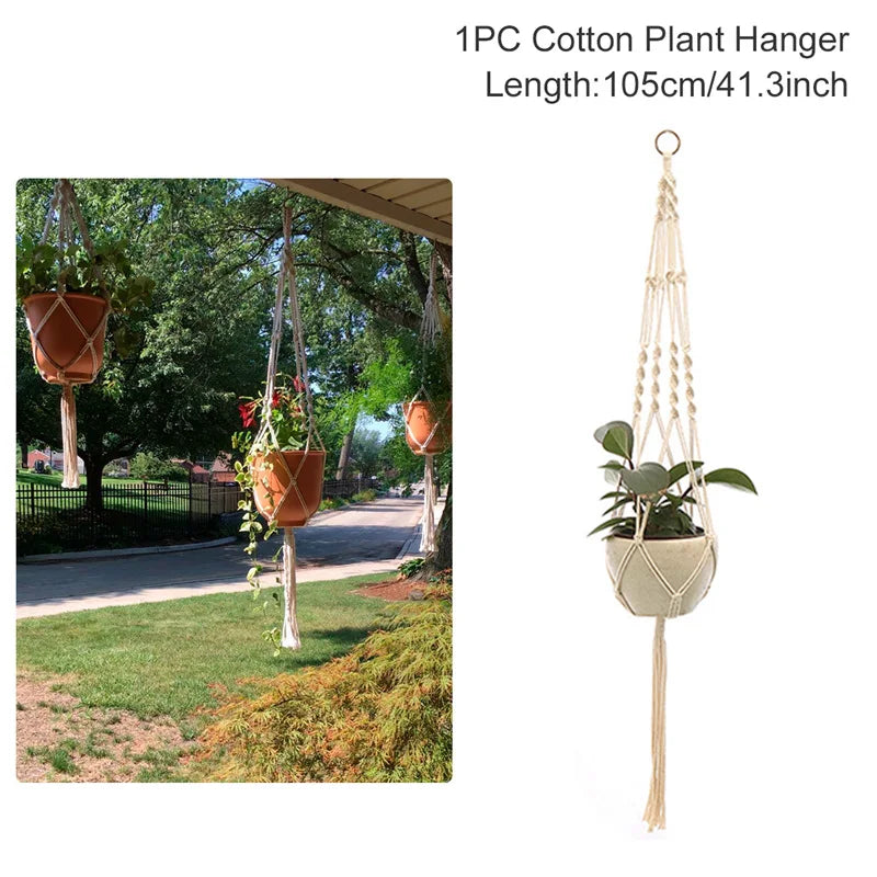 Hanging Plant Handmade Macrame Plant Hanger Flower Pot Planter Hanger Wall Decor Courtyard Garden Hanging Planter