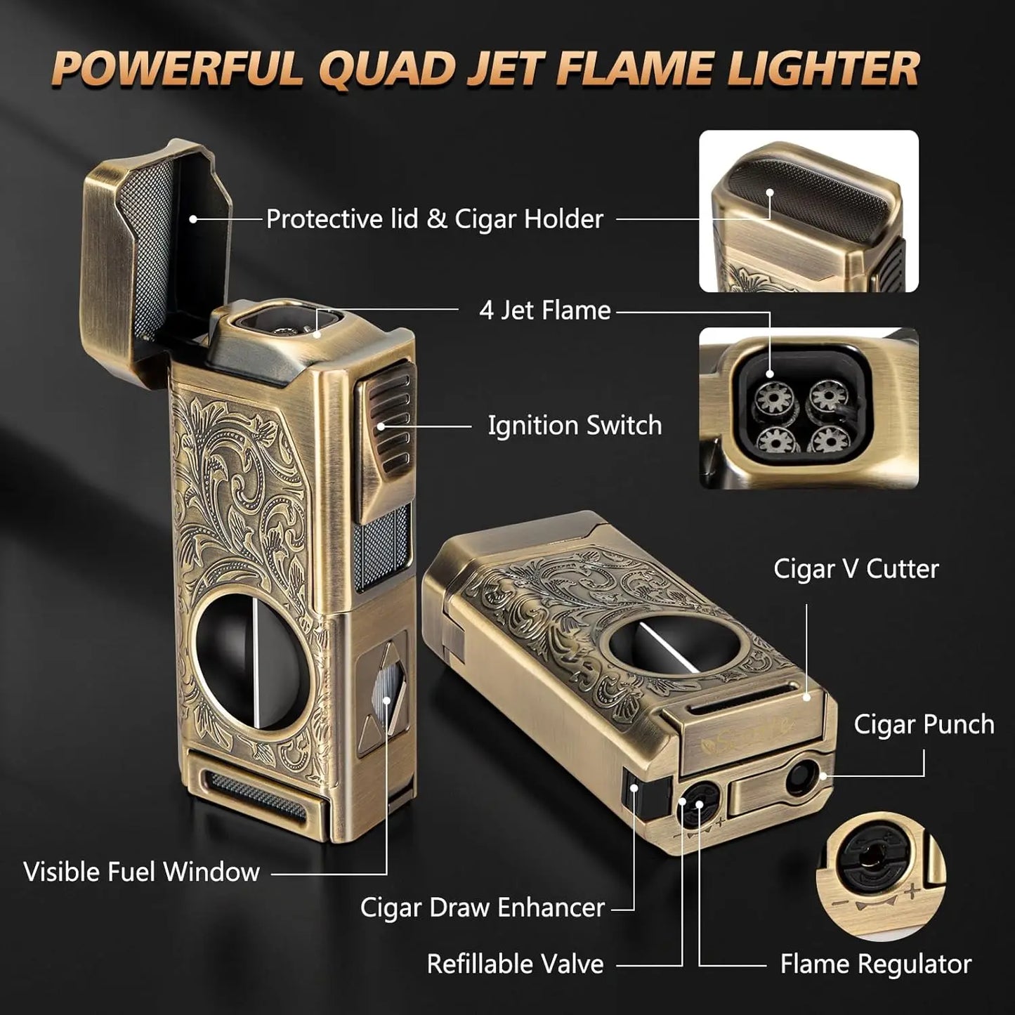 Cigar Lighter 4 Jet Flame