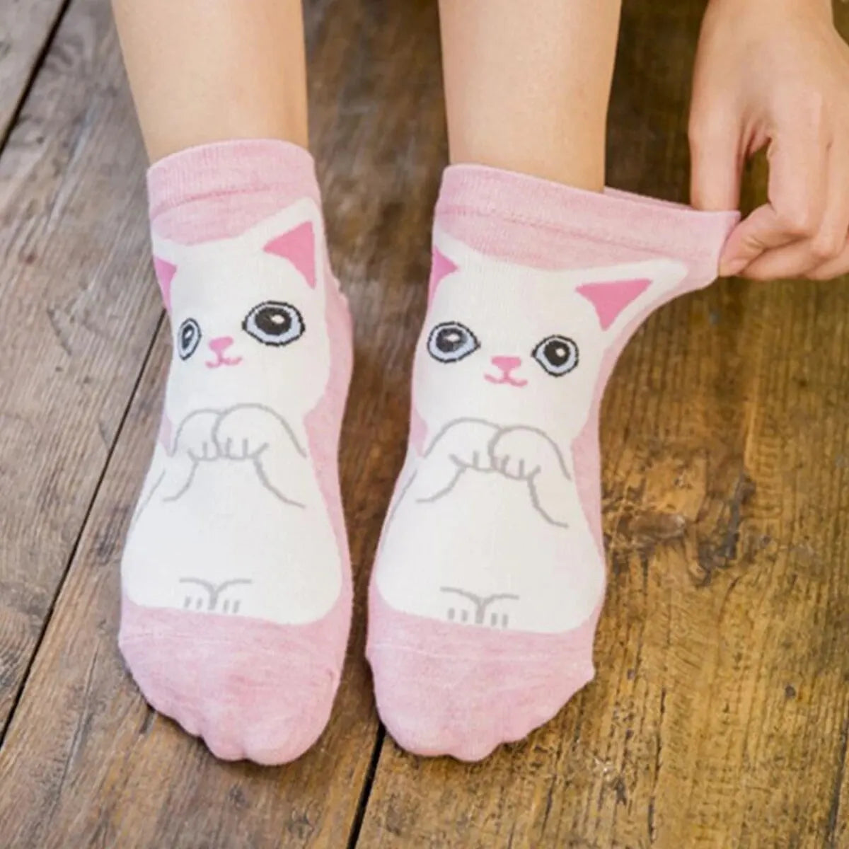 Set Women's Cartoon Cat Ankle