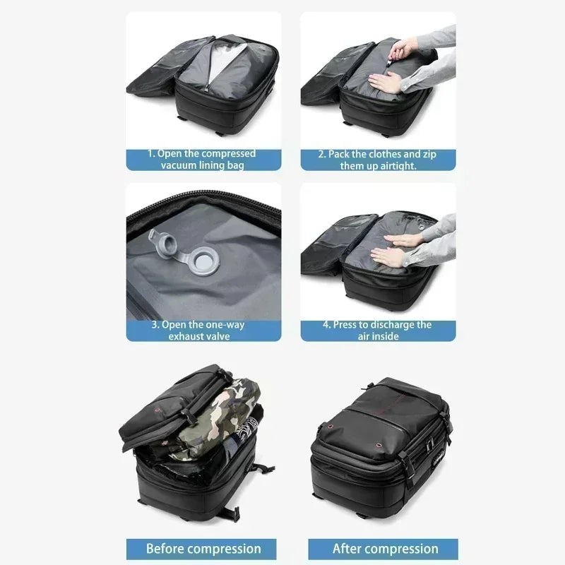 60L Airback Vacuum Compression Backpack with Wheels