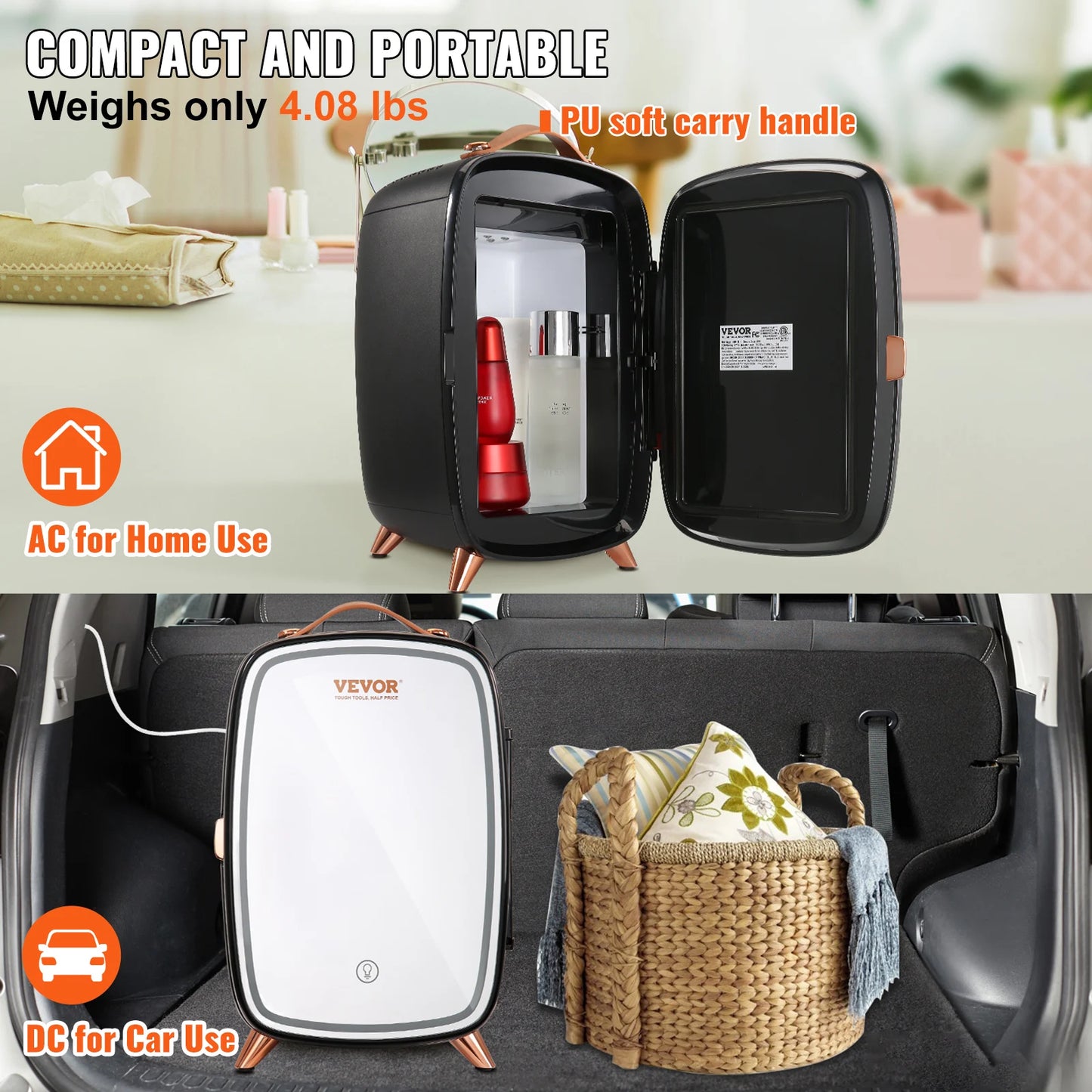 VEVOR 6L Mini Cosmetics Fridge Single Door Electric Refrigeration Keep