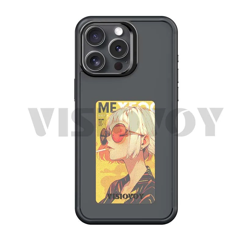 NFC Smart Phone Case For iphone 16 15 14 13 Pro Max E ink 4 Color Screen DIY